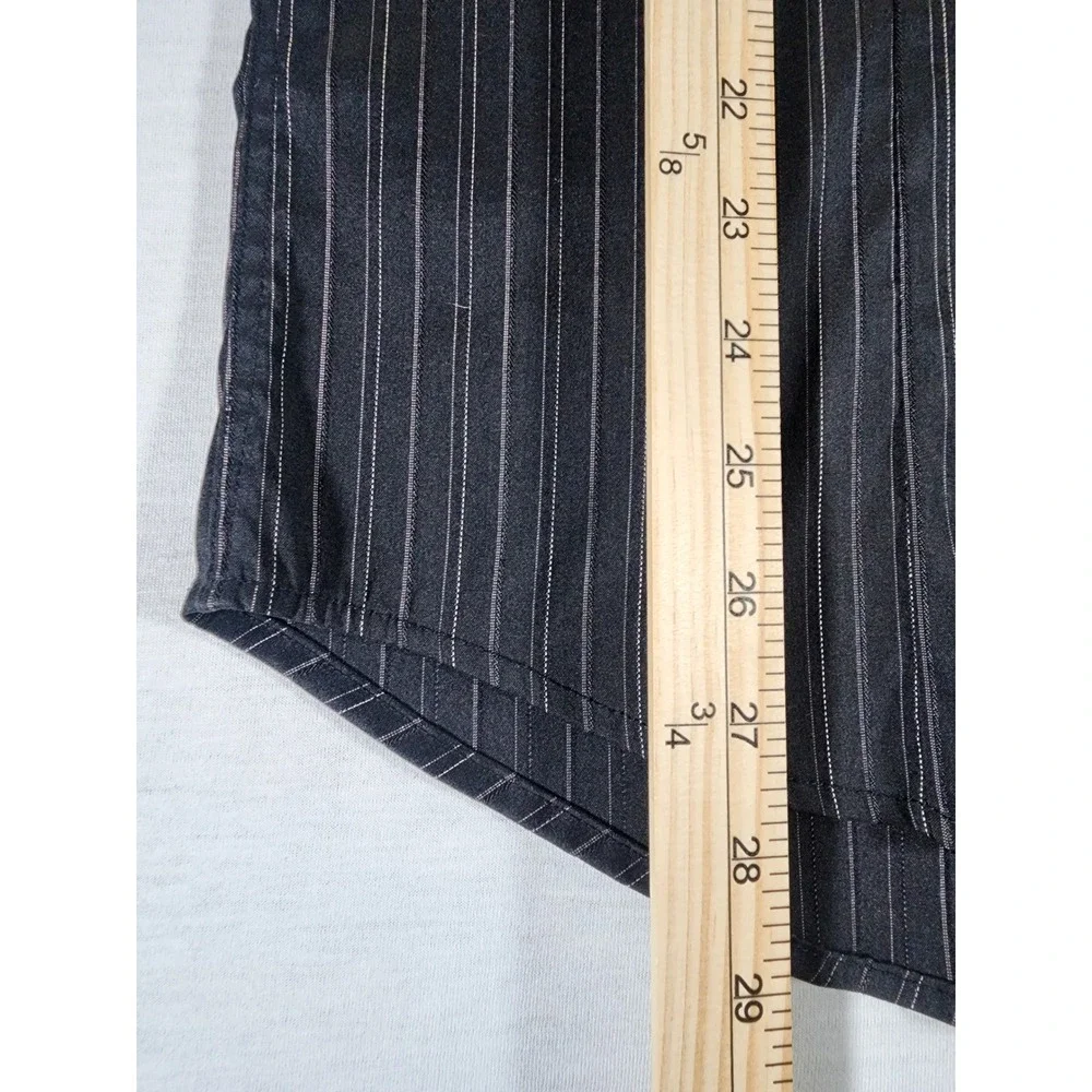7 Diamonds Button Down Mens L Pinstripe Black Stretch Long Sleeve Dress Shirt
